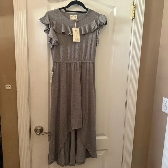MIA JOY by Joyfolie Gray Ruffle Sleeve Maxi Dress for Girls - Picture 1 of 8